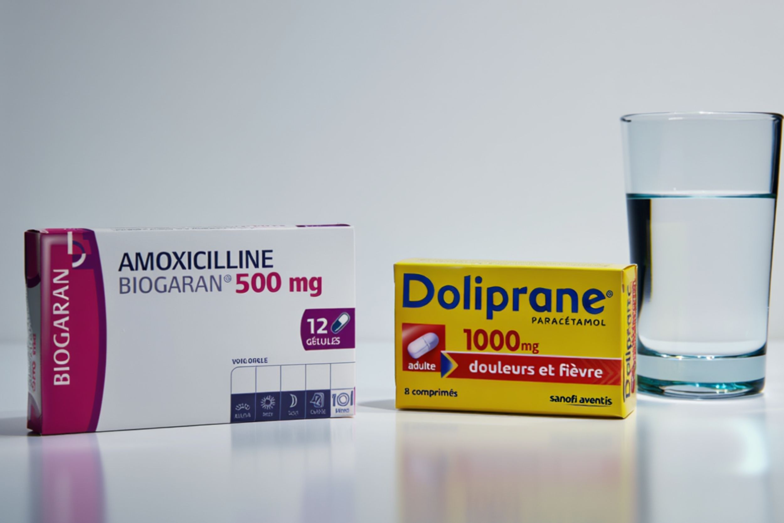 Boîte d'amoxicilline et de doliprane 1000